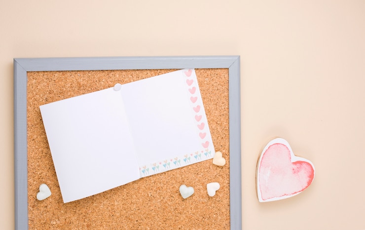 Photo gratuit petit coeur rouge avec du papier vierge