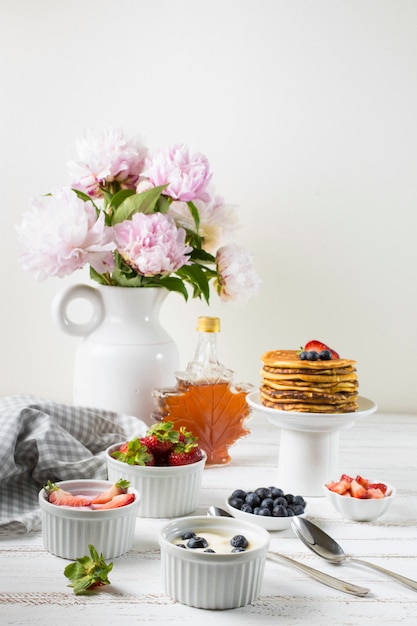 Petit déjeuner délicieux vue de face