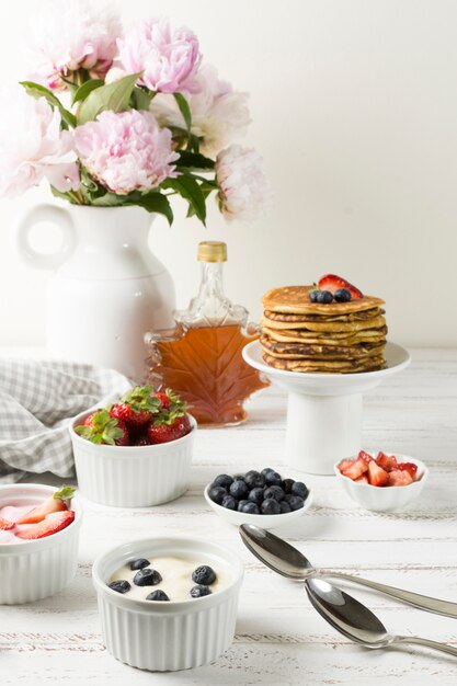 Petit déjeuner délicieux vue de face