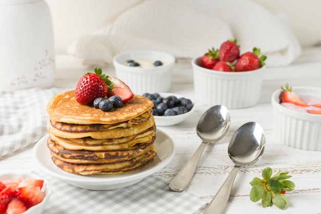 Petit déjeuner délicieux vue de face