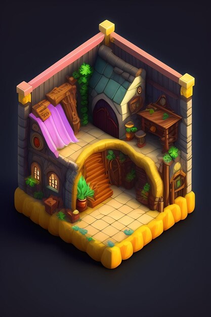 Une petite maison avec une petite maison au milieu