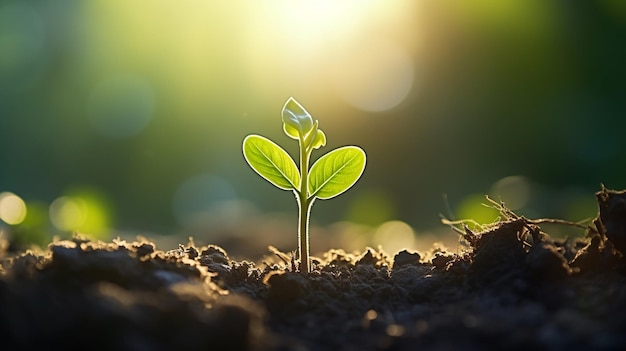 Photo gratuite une petite plante qui sort du sol.