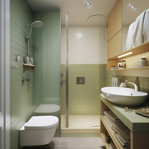 Petite salle de bain au style et décoration modernes