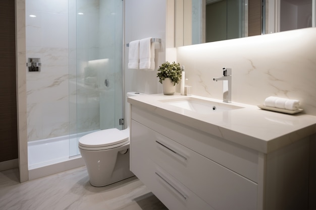 Photo gratuite petite salle de bain au style design moderne