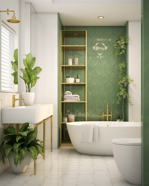 Petite salle de bain au style moderne ai généré