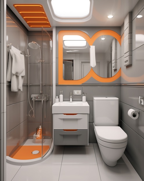 Photo gratuite petite salle de bain au style moderne ai généré