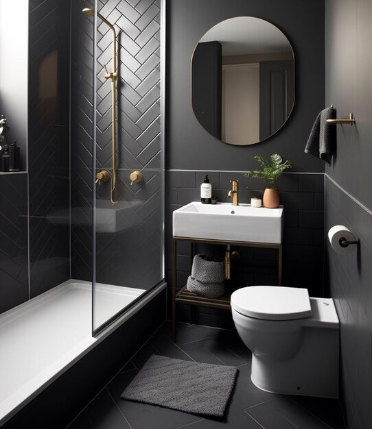 Petite salle de bain au style moderne ai généré