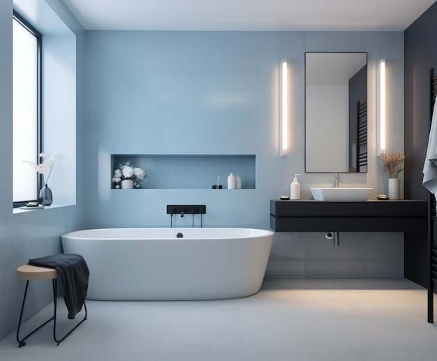 Photo gratuite petite salle de bain au style moderne ai généré