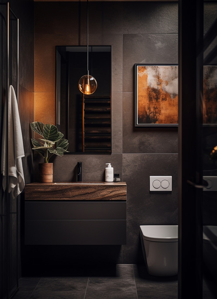 Photo gratuit petite salle de bain au style moderne ai généré