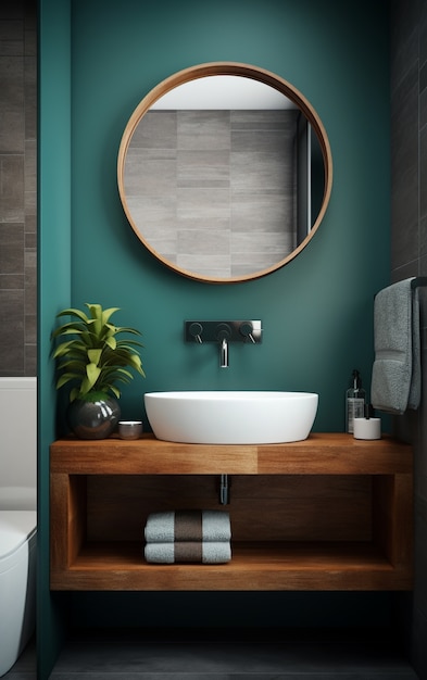 Petite salle de bain au style moderne ai généré