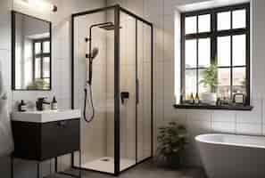 Photo gratuite petite salle de bain au style moderne ai généré
