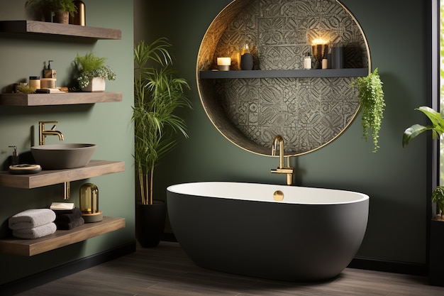 Photo gratuite petite salle de bain au style moderne ai généré