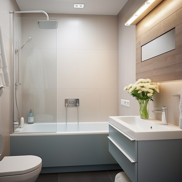 Petite salle de bain de style moderne avec mobilier