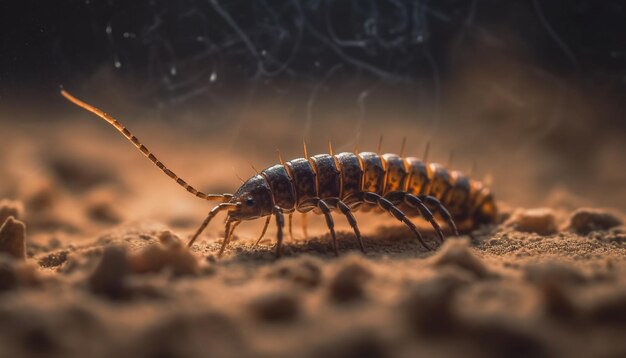 Photo gratuite petites pattes de chenille rampante et antenne au point générées par l'ia