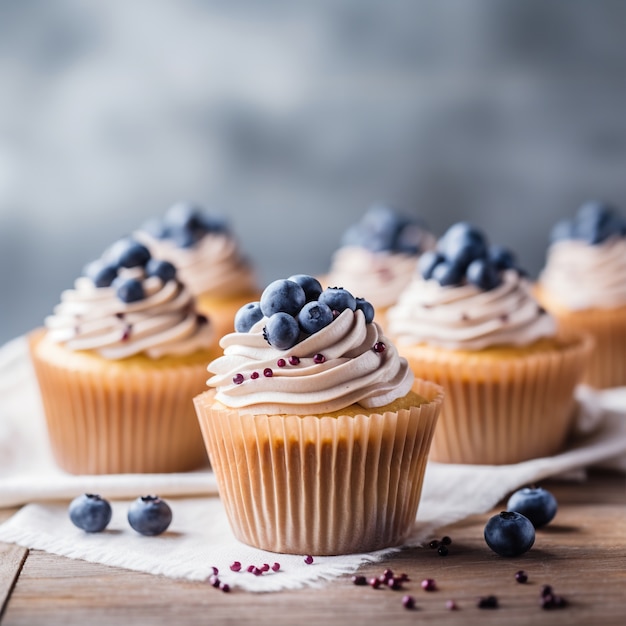 petits gâteaux délicieux avec les bleuets