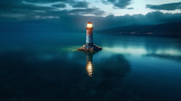 Photo gratuite phare entouré d'eau