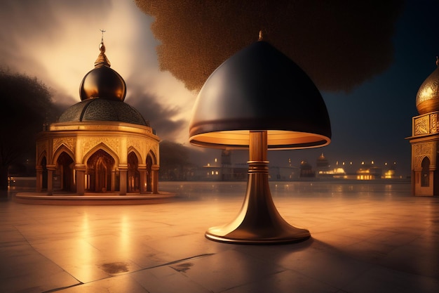 Photo gratuite photo gratuite ramadan kareem eid mubarak lampe royale élégante à l'ancienne avec mosquée