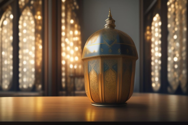 Photo gratuite photo gratuite ramadan kareem eid mubarak lampe royale élégante à l'ancienne avec mosquée