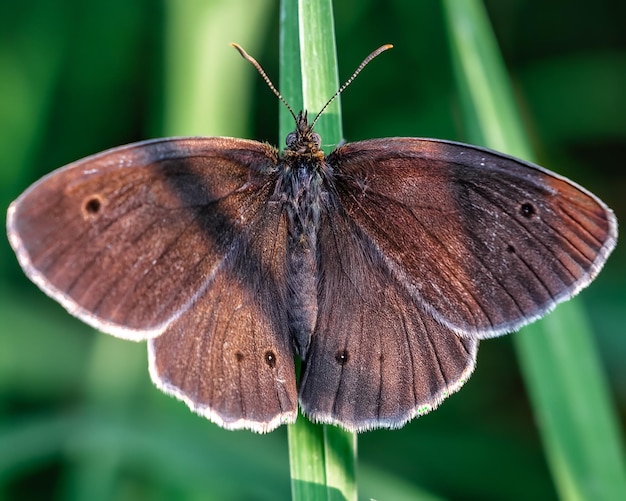 Photo gratuite une photo macro d'un papillon à boucles sur une feuille en plein air