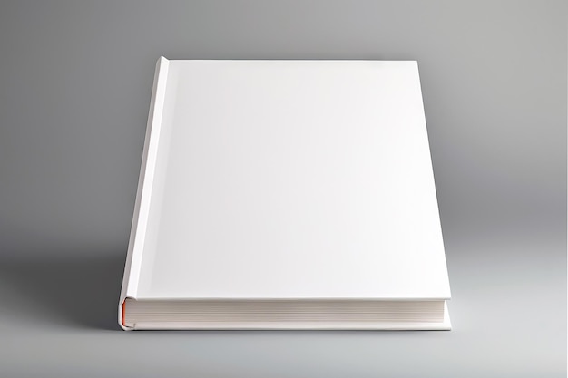 Photo minimaliste d'un livre à couverture rigide blanc sur fond gris clair