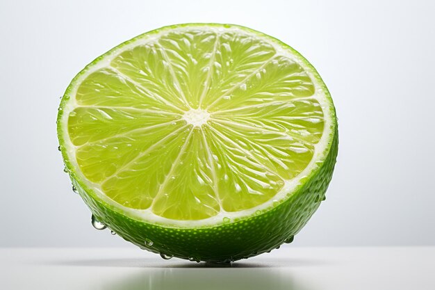 Photo d'une moitié de citron vert sur fond blanc