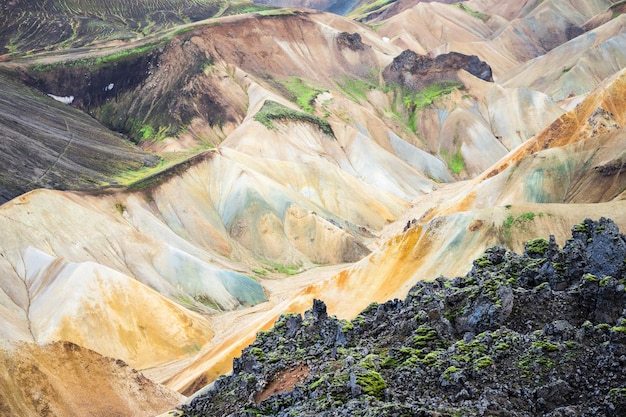 Photo panoramique du parc national Landmannalaugar en Islande