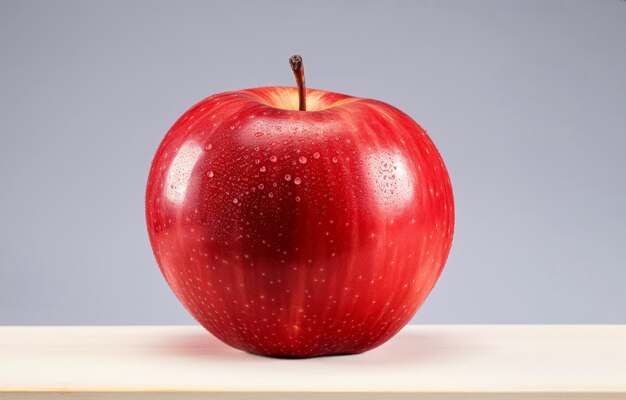Photo d'une pomme rouge sur fond gris