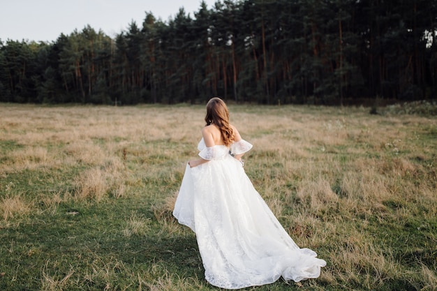 Photo romantique dans la forêt des fées. Belle femme