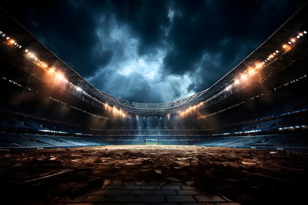 Photo gratuite photographie d'une arène de football abandonnée