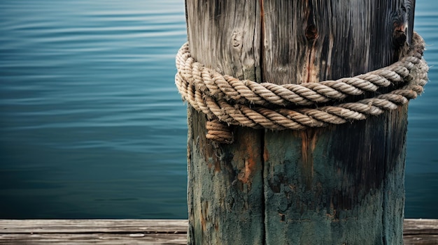 Photo gratuite une photographie artistique d'un poteau en bois érodé près de la marina