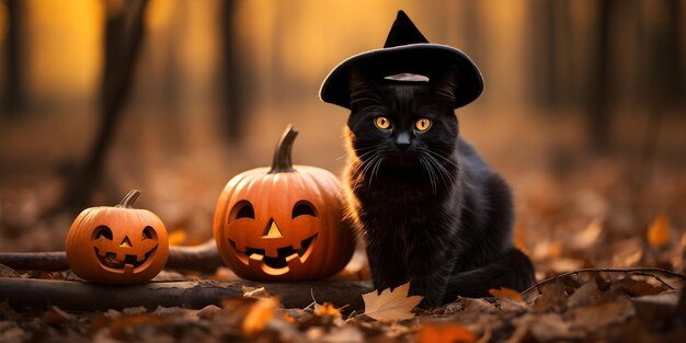 photographie de chat noir d'Halloween