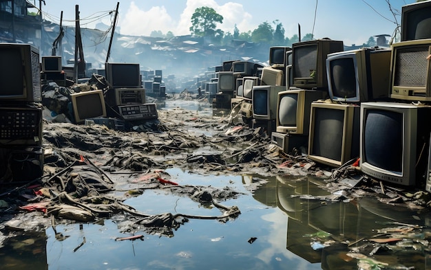 Photo gratuite photographie du monde des déchets électroniques toxiques