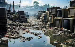 Photo gratuite photographie du monde des déchets électroniques toxiques