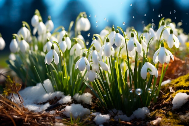 Photo gratuite photographie de grillons de neige en fleur dans un paysage hivernal