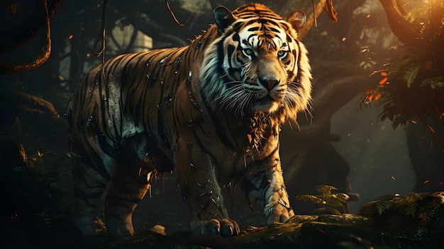 Photo gratuite photographie de tigre cinématographique très détaillée
