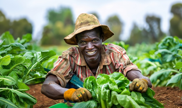 Photo gratuite photorealistic view of african people harvesting vegetables and grains