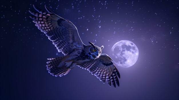 Photo gratuite photorealistic view of owl bird at night