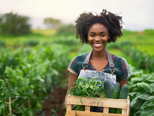 Photo gratuite photorealistic woman in an organic sustainable garden harvesting produce