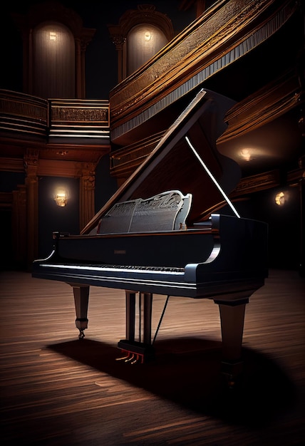 Photo gratuite un piano majestueux sur scène pour une performance ia générative