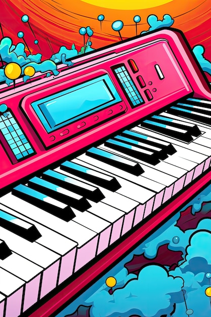 Photo gratuite piano de style dessin animé