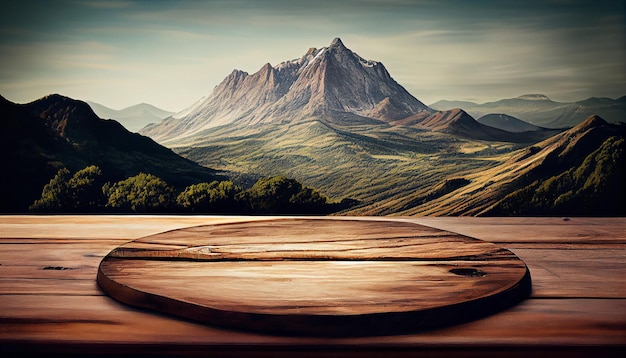 Pic de montagne et coucher de soleil au milieu de la forêt IA générative