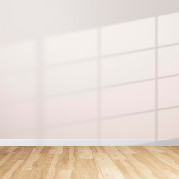 Photo gratuite pièce minimale vide avec ombre de fenêtre sur un mur rose