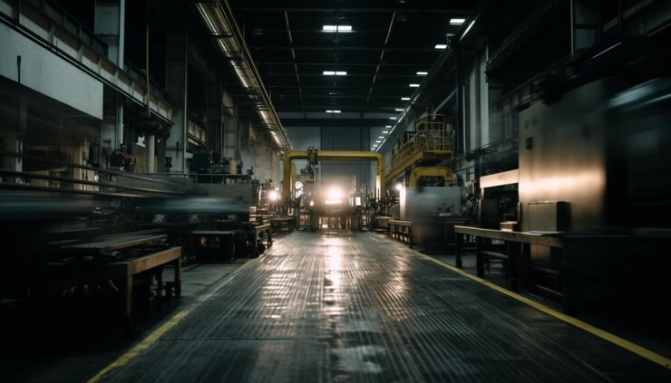 Photo gratuit une pièce sombre avec une ligne jaune qui dit "le mot acier"