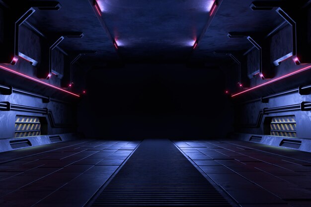 Pièce sombre vide, fond de science-fiction futuriste moderne. illustration 3D