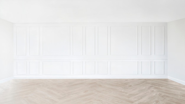 Pièce vide minimale avec mur à motifs blancs