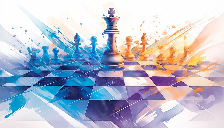 Photo gratuit des pièces d'échecs abstraites de style artistique numérique