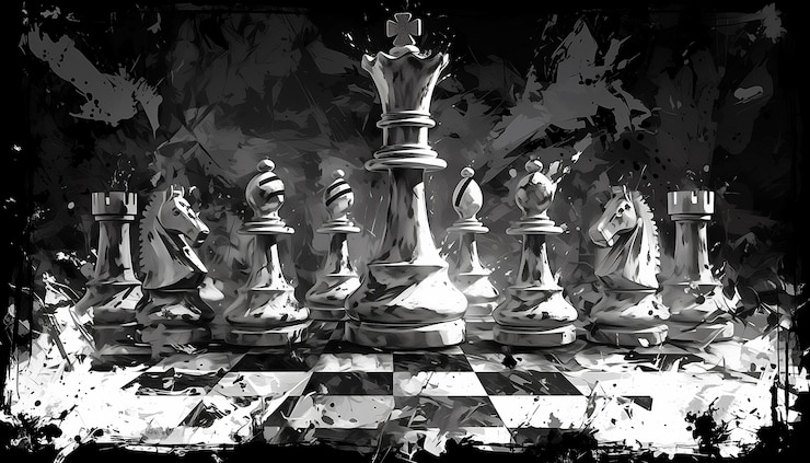 Photo gratuit des pièces d'échecs abstraites de style artistique numérique