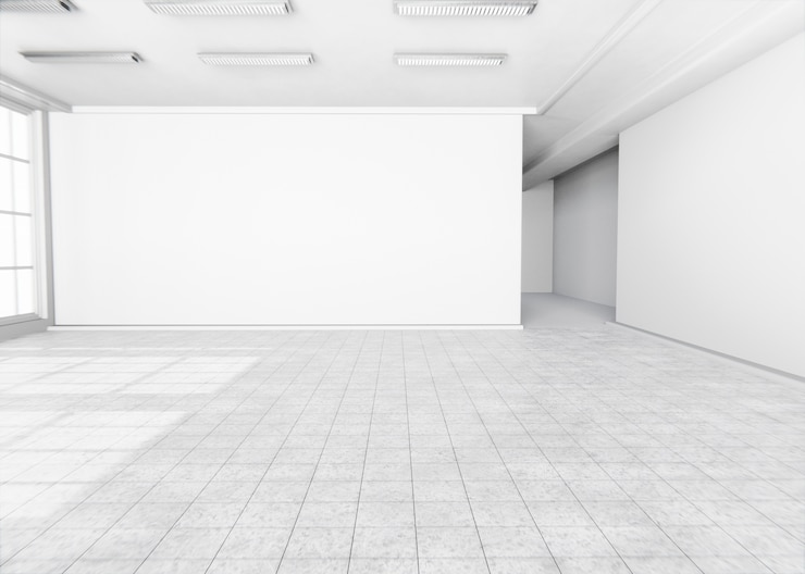 Photo gratuit pièces et murs minimaux avec effets d'éclairage en rendu 3d