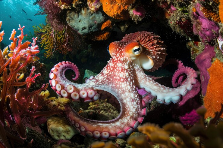 Photo gratuit la pieuvre dans son habitat naturel sous-marin