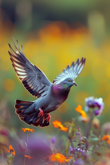 Photo gratuite le pigeon dans son environnement naturel